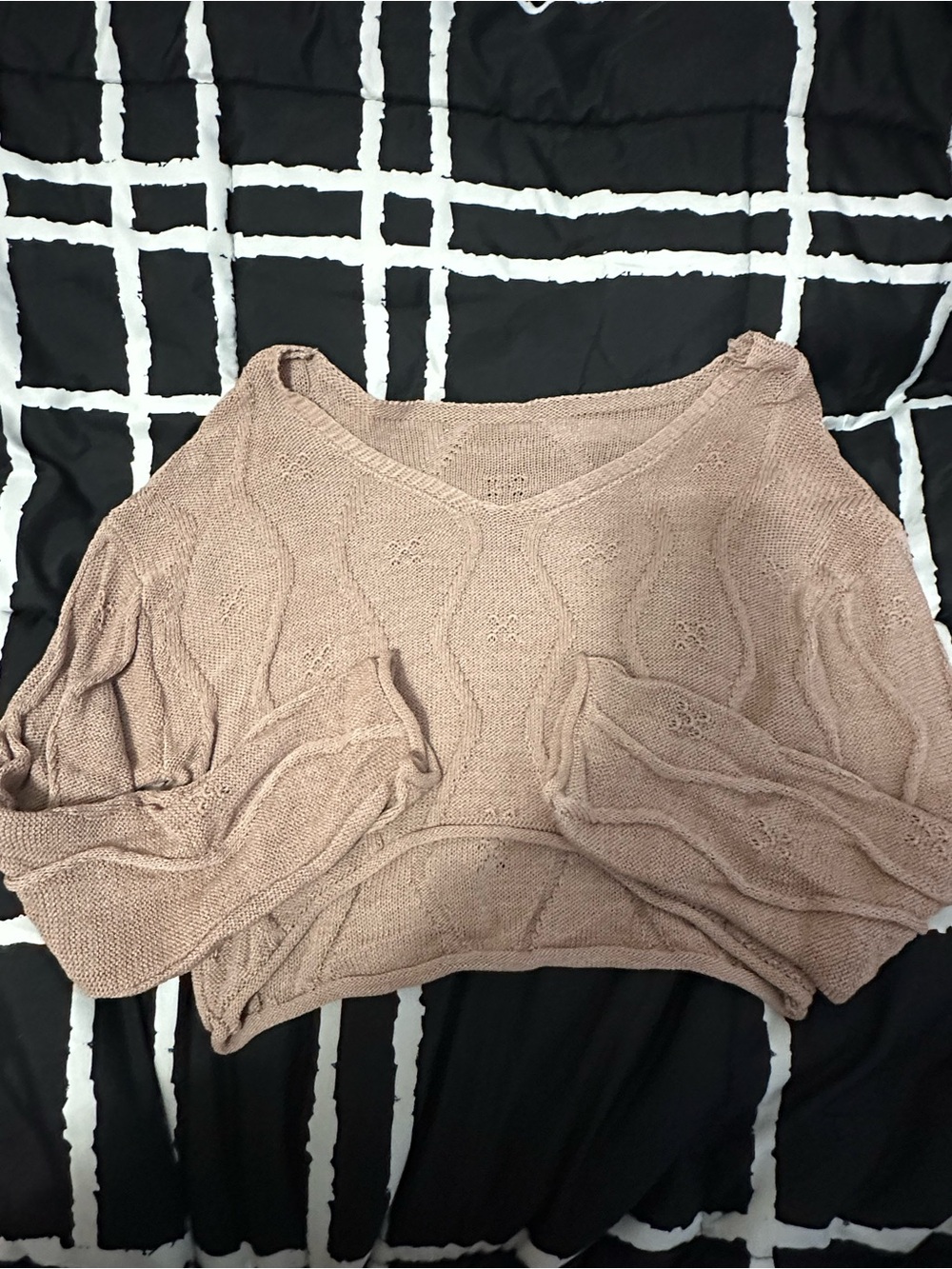 Cozy V-Neck Cable Knit Sweater - Taupe
